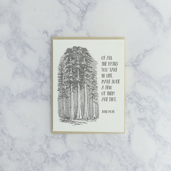 Letterpress "All The Paths" John Muir Graduation Card