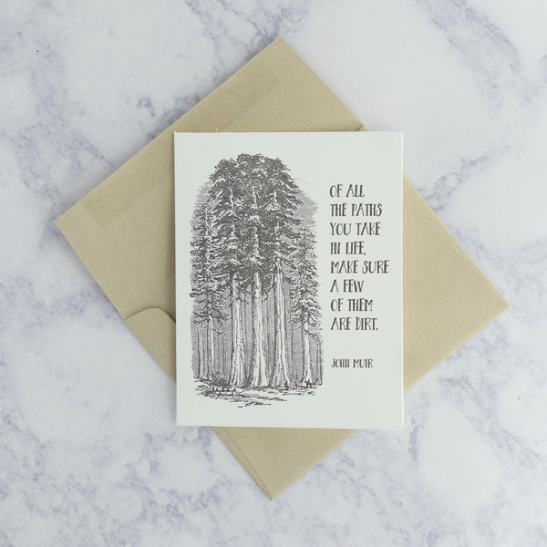Letterpress "All The Paths" John Muir Graduation Card
