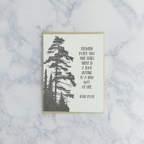 Letterpress "Pine Trees" John Muir Graduation Card