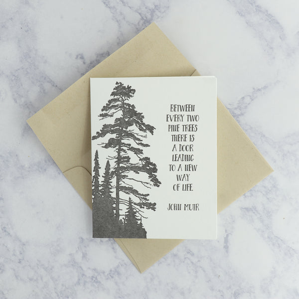 Letterpress "Pine Trees" John Muir Graduation Card