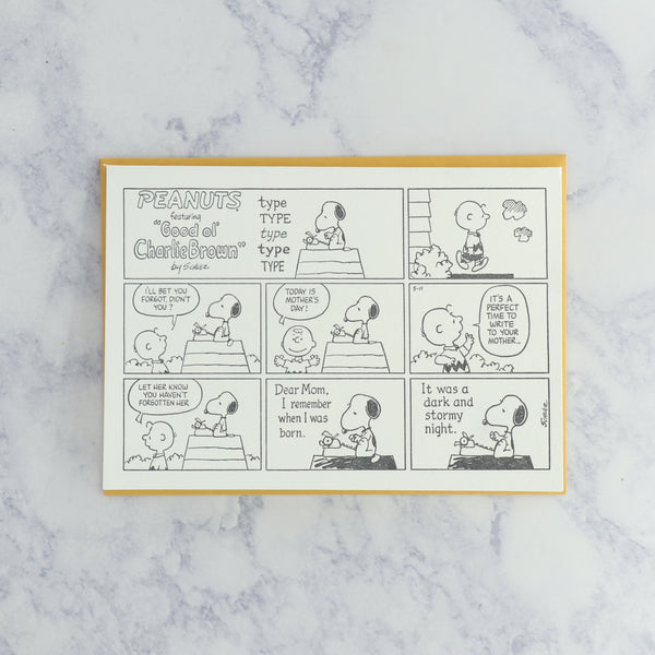Letterpress "A Perfect Time to Write to Your Mother" Peanuts Mother's Day Card