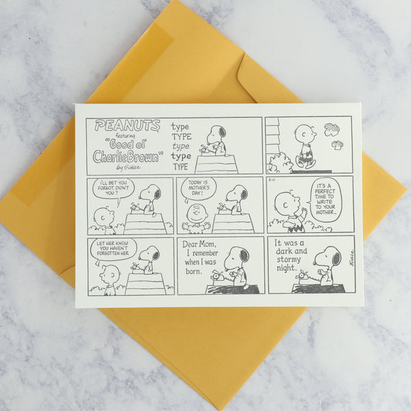 Letterpress "A Perfect Time to Write to Your Mother" Peanuts Mother's Day Card