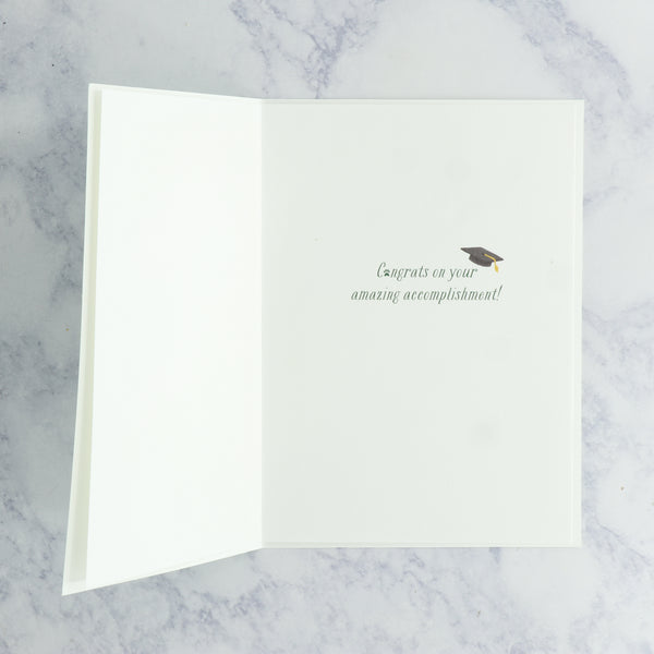 Graduate Kitty Cat on Books Graduation Card