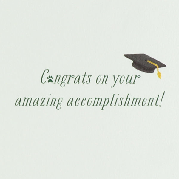 Graduate Kitty Cat on Books Graduation Card