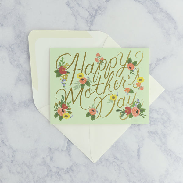 Floral Script Mother's Day Card