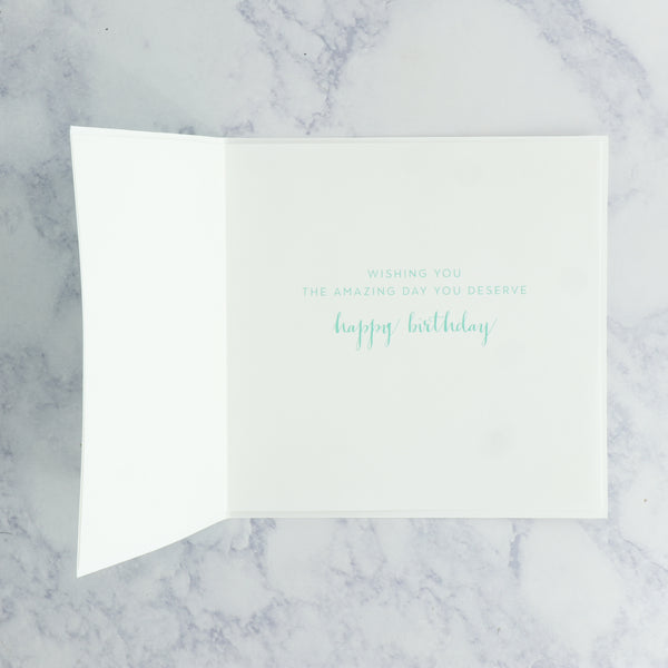 Mint Pom Pom Cake Birthday Card