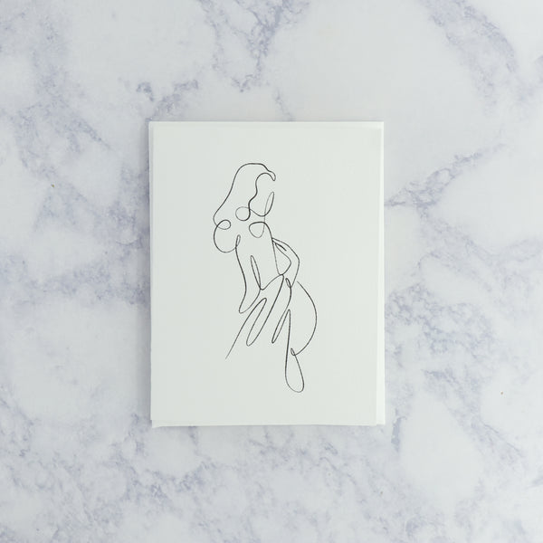 Illustrated New Mom With Bump Sketch Mother's Day Card