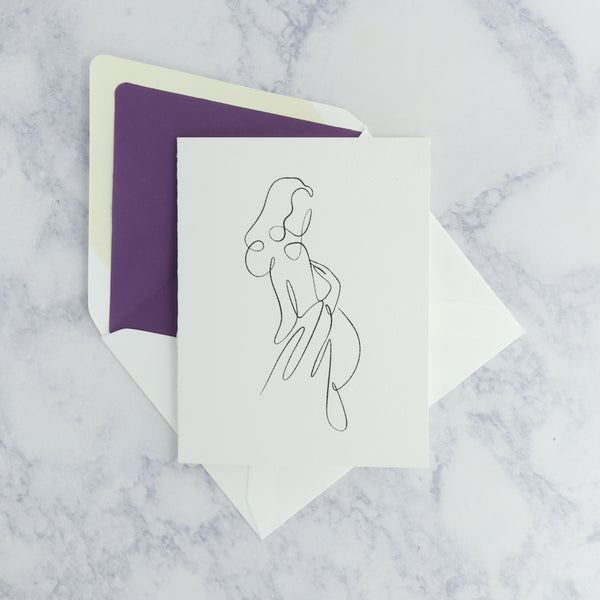 Illustrated New Mom With Bump Sketch Mother's Day Card