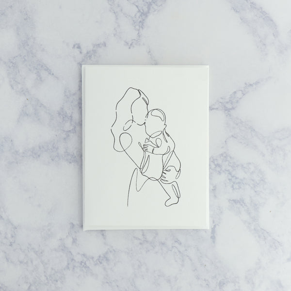 Illustrated Mom Holding Baby Mother's Day Card (For Mom)