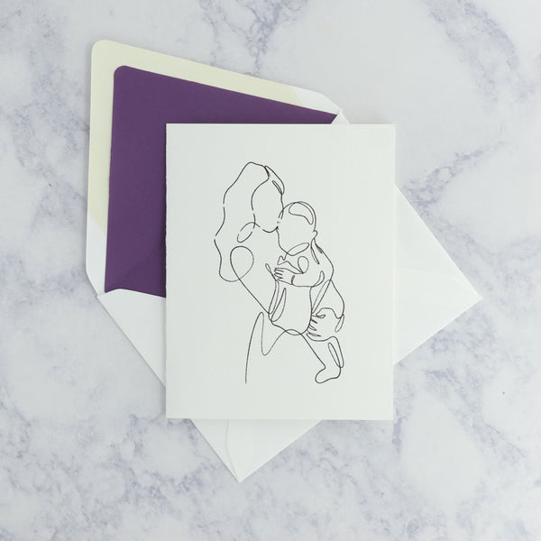 Illustrated Mom Holding Baby Mother's Day Card (For Mom)