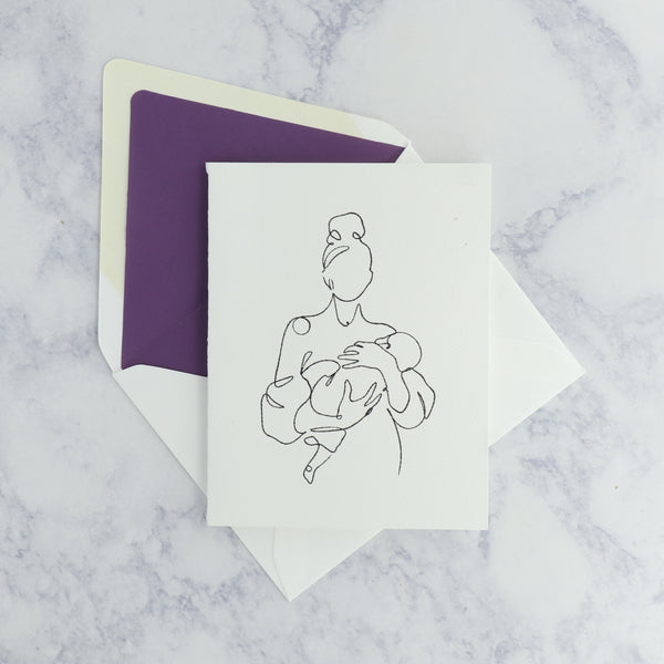 Illustrated Mom Holding Baby Mother's Day Card (For Mom)