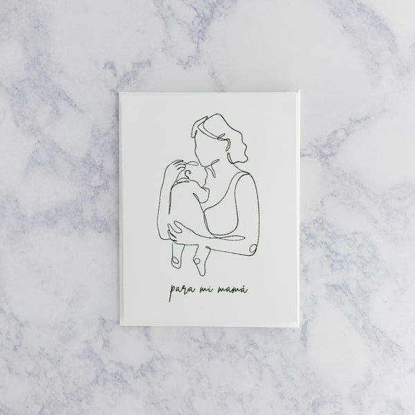 Illustrated Mom With Baby Sketch Spanish Mother's Day Card (For Mom)