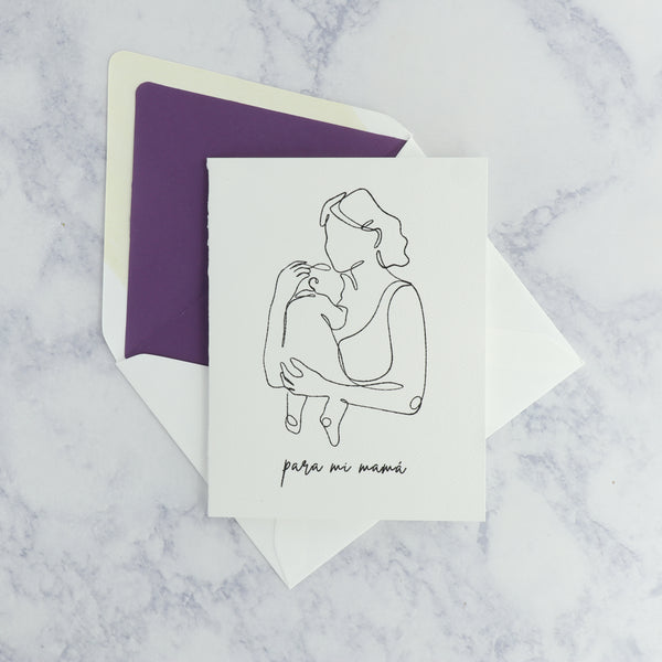 Illustrated Mom With Baby Sketch Spanish Mother's Day Card (For Mom)