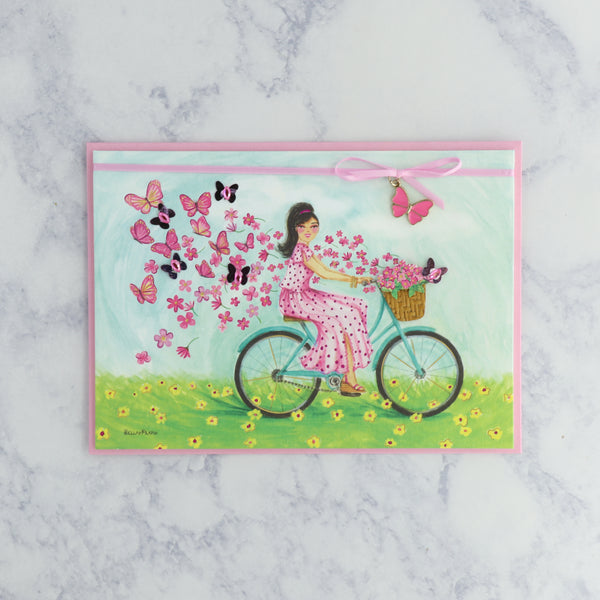 Whimsical Bicycle and Butterflies Friendship Card