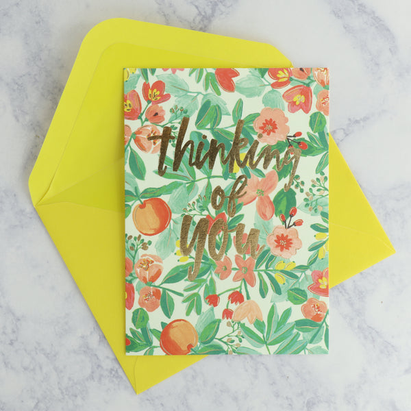 Citrus Floral Botanical Watercolor Thinking of You Card