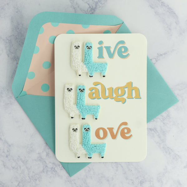 Llama "Live Laugh Love" Blank Card