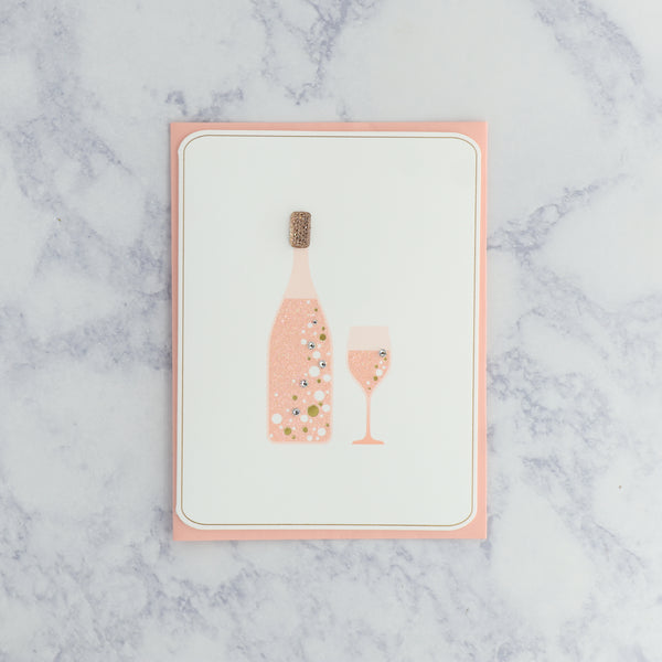 Bottle of Rosé Toast Friendship Card