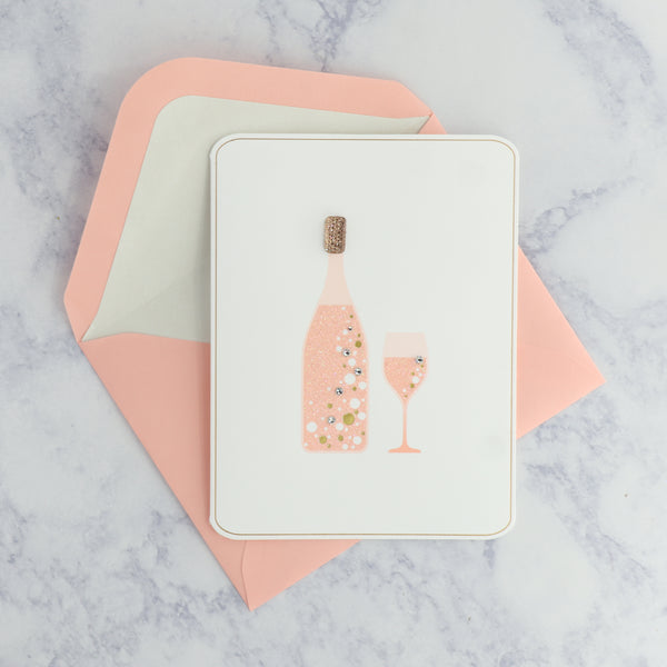 Bottle of Rosé Toast Friendship Card