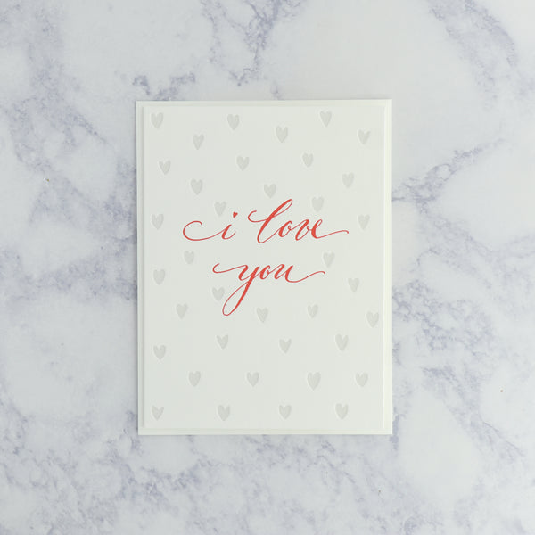 Embossed Heart "I Love You" Blank Card