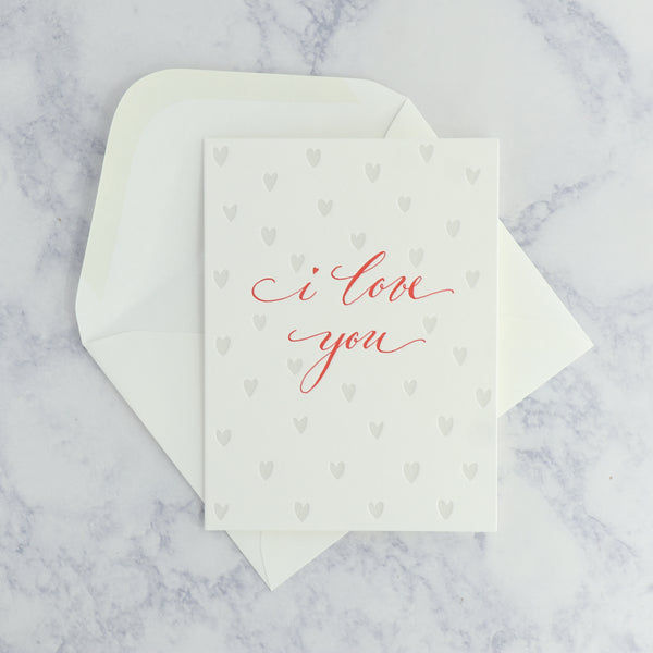 Embossed Heart "I Love You" Blank Card