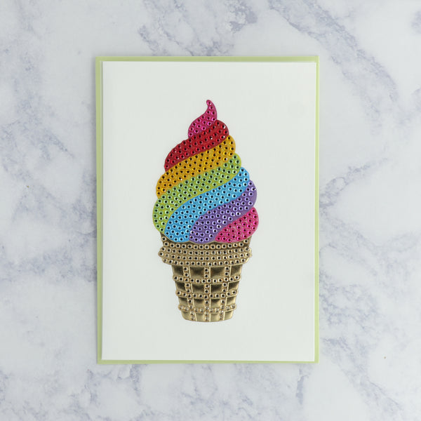 Gemmed Ice Cream Cone Birthday Card