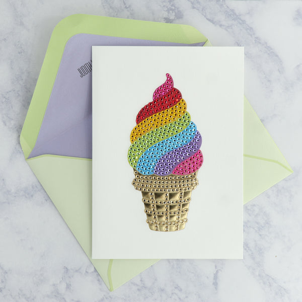 Gemmed Ice Cream Cone Birthday Card