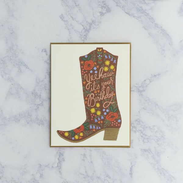 Cowgirl Boot Birthday Card