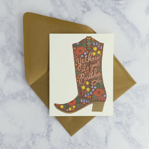 Cowgirl Boot Birthday Card