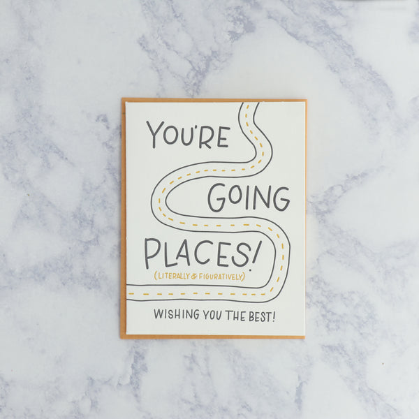 Letterpress “You’re Going Places” Congratulations Card