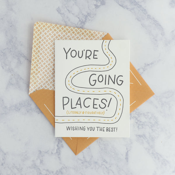 Letterpress “You’re Going Places” Congratulations Card