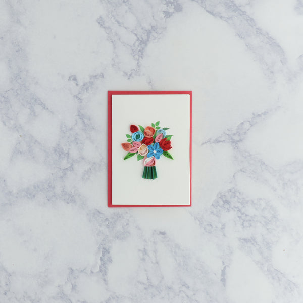 Handmade Bouquet Gift Enclosure Mini Quilling Blank Card