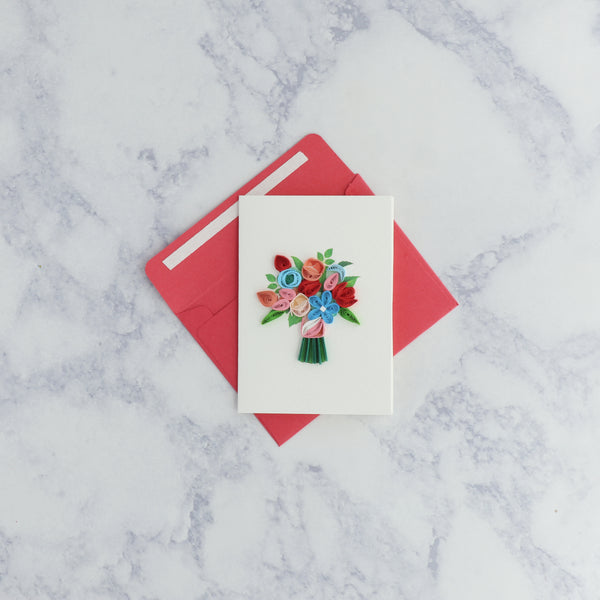 Handmade Bouquet Gift Enclosure Mini Quilling Blank Card