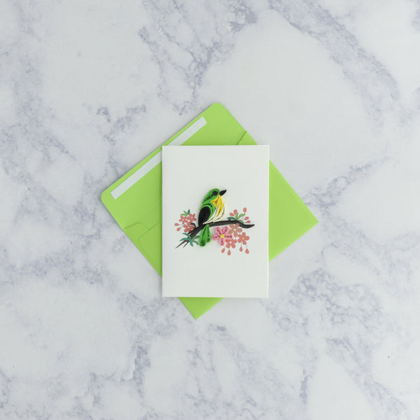 Handmade Songbird Gift Enclosure Mini Quilling Blank Card