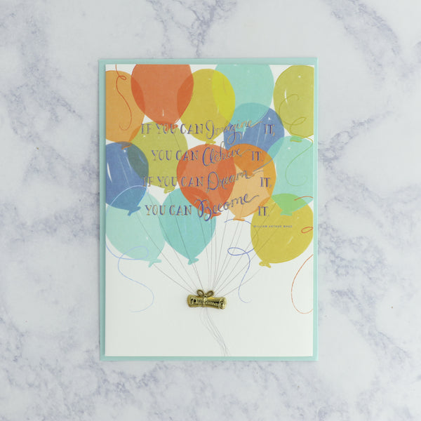 Balloons With Diploma Graduation Card
