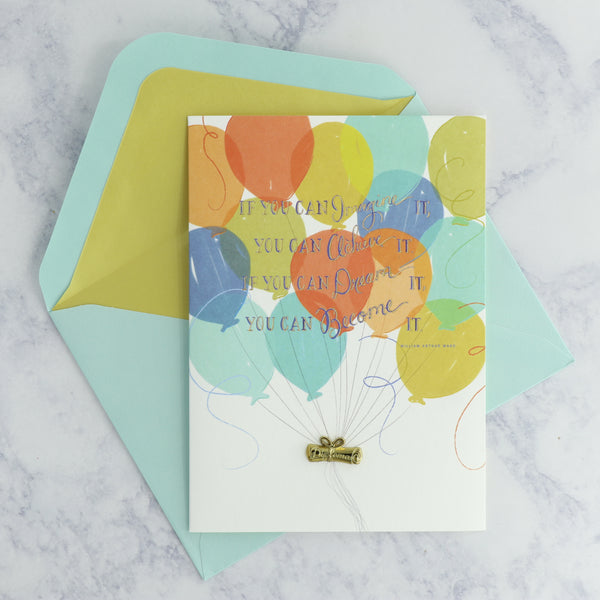 Balloons With Diploma Graduation Card