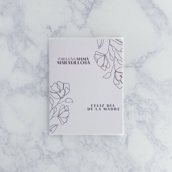 Lilac Floral Sketch Spanish Mother's Day Card (For Mom)