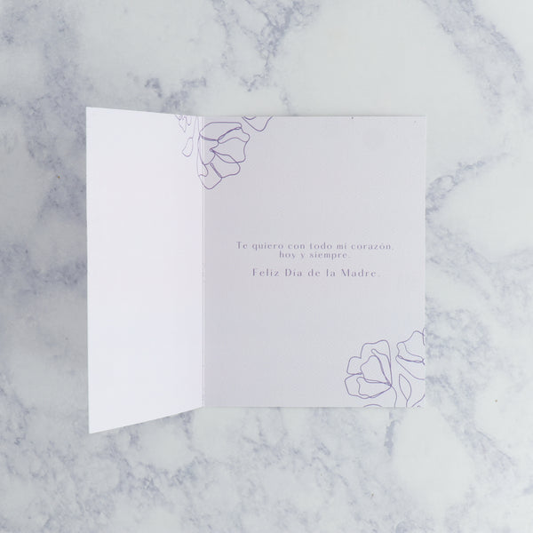 Lilac Floral Sketch Spanish Mother's Day Card (For Mom)
