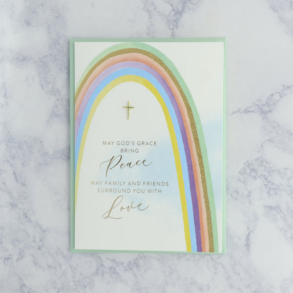 Rainbow With Cross Sympathy Card