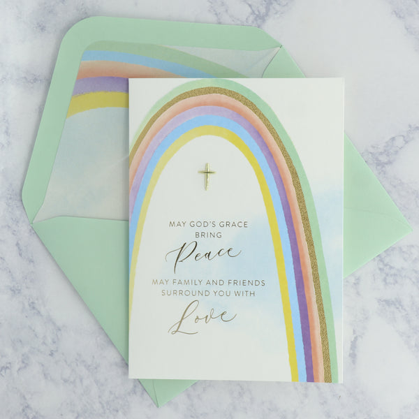 Rainbow With Cross Sympathy Card