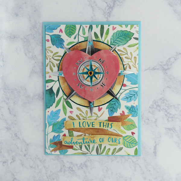 Heart Compass Anniversary Card