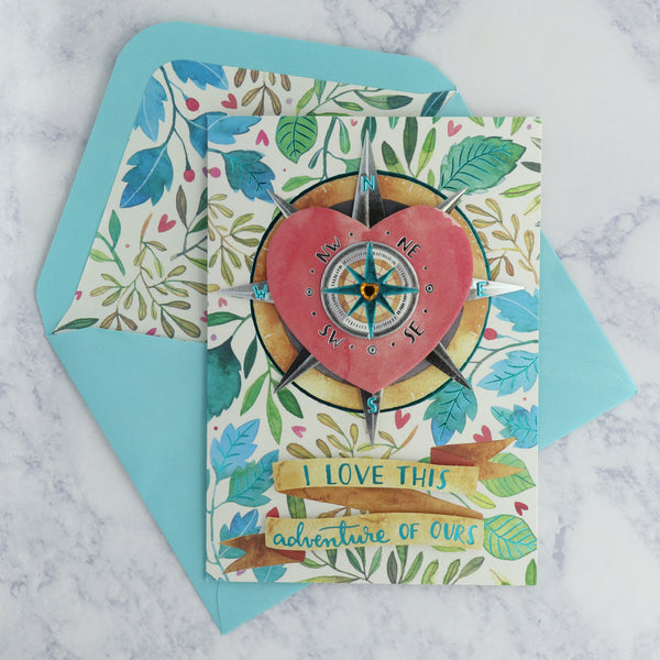 Heart Compass Anniversary Card