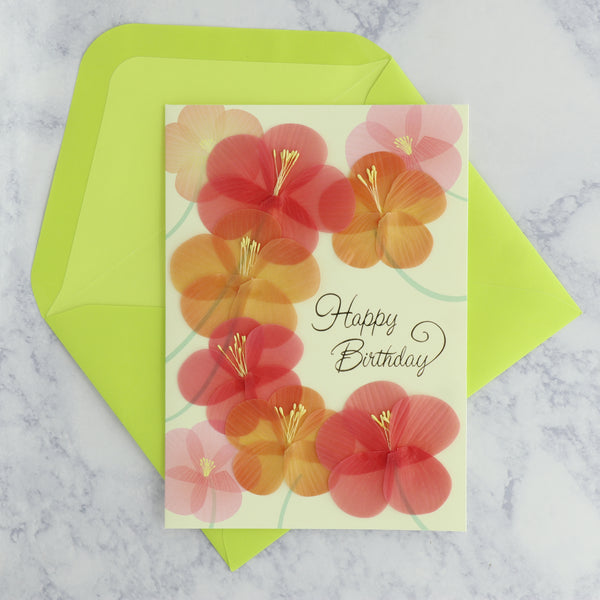Vellum Scattered Flowers Birthday Card