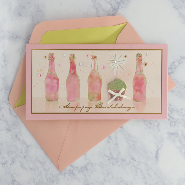 Champagne with Cupcake Birthday Card