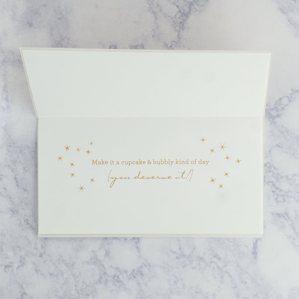 Champagne with Cupcake Birthday Card