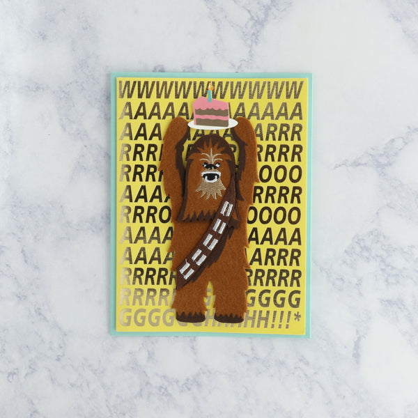 Chewbacca Holding Cake Star Wars Birthday Card