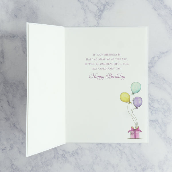 Girl With Balloons Birthday Card