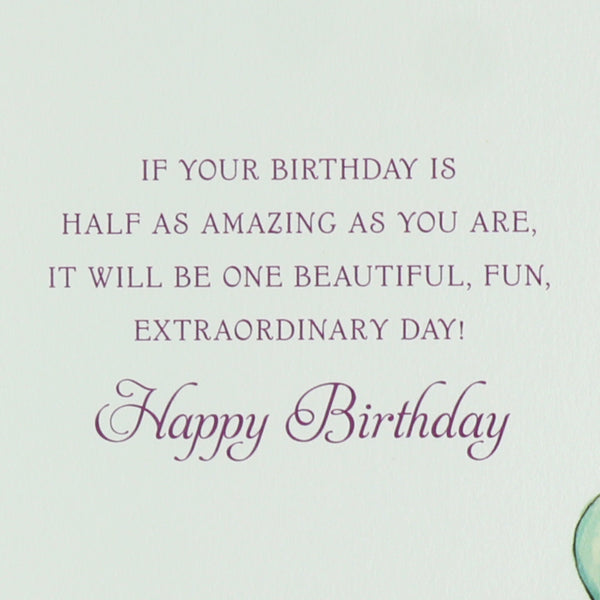 Girl With Balloons Birthday Card