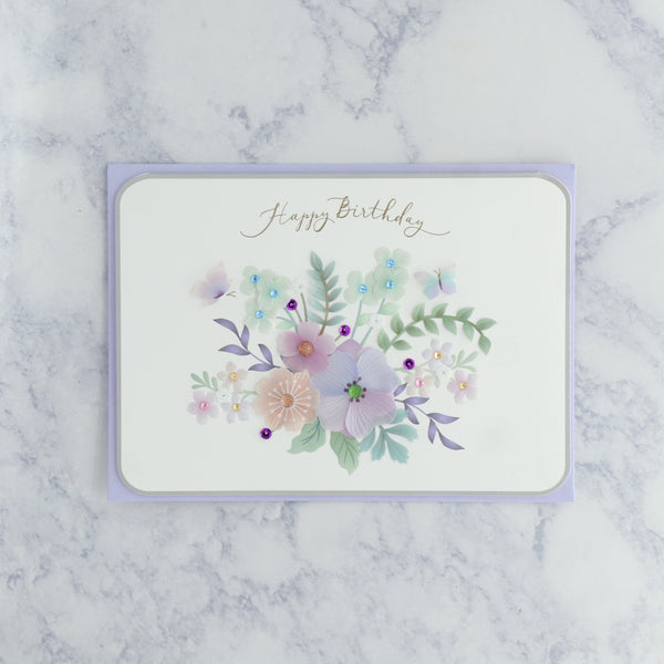 Pastel Vellum Florals Birthday Card