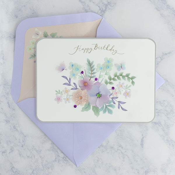 Pastel Vellum Florals Birthday Card