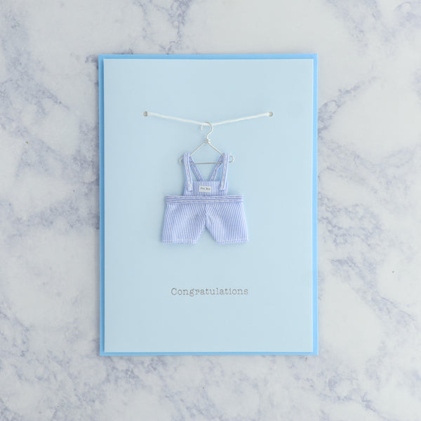 Blue Overalls On Hanger New Baby Card